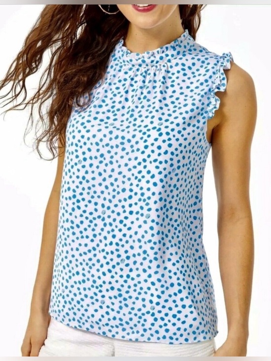 Lilly Pulitzer Tops - Lilly Pulitzer NWT Cambria Top Zanzibar Blue Lillys Dot Inverse $118 Size XXS